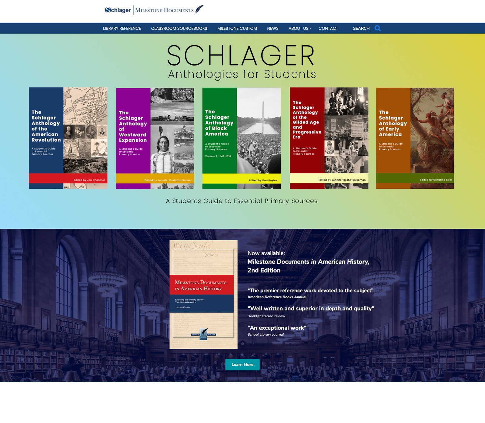 Web landing page for the Schlager Anthologies