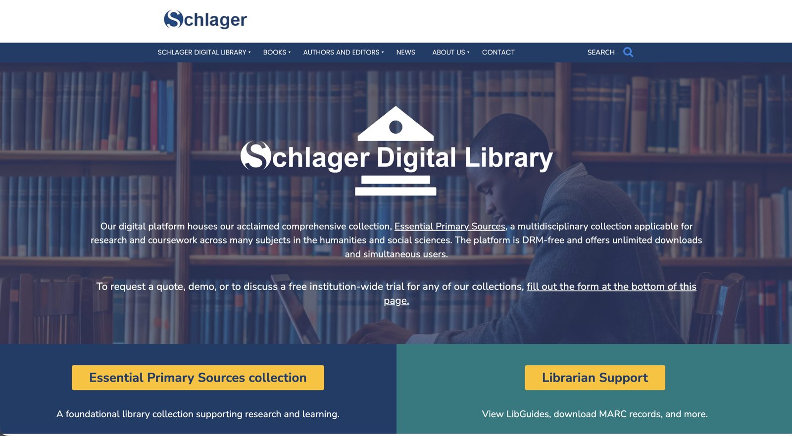 Schlager Digital Library web page
